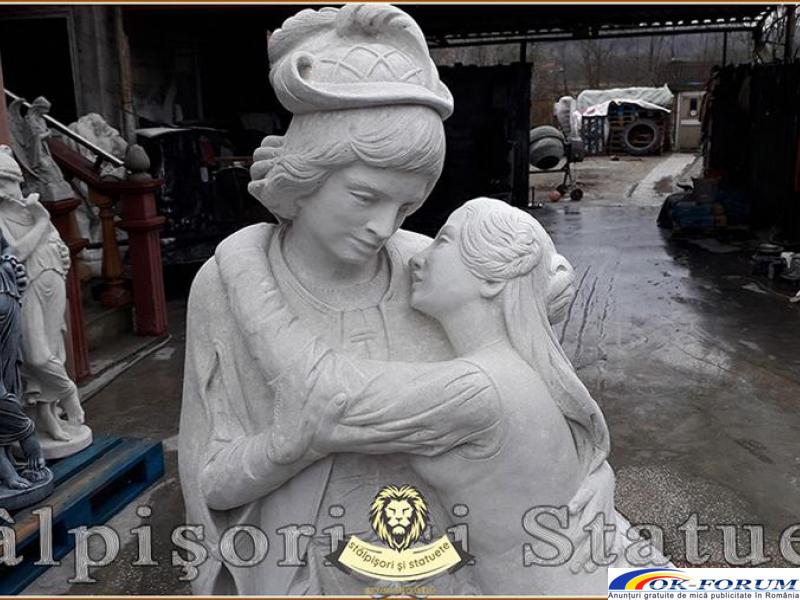 Statuetă Romeo și Julieta, alb marmorat, model S55. - 1