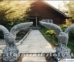 Set statuete vulturi pe stâncă, gri patinat, model S35.