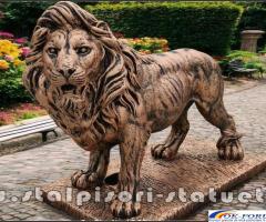 Statuetă leu mare în picioare, arămiu antichizat, model S33.