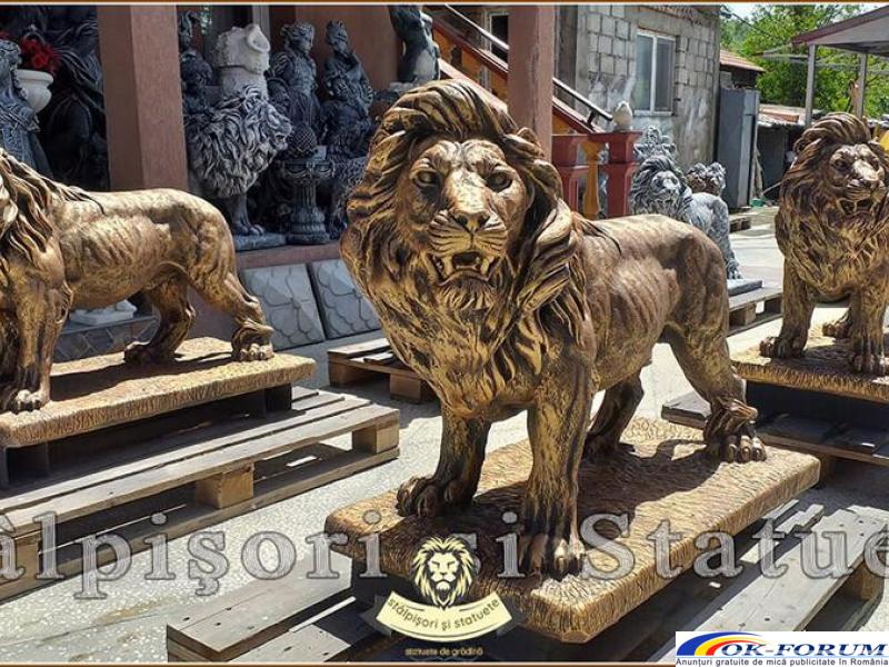Statuetă leu mare în picioare, arămiu antichizat, model S33. - 1