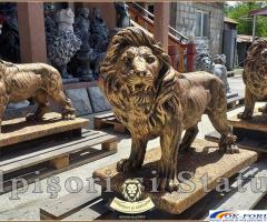 Statuetă leu mare în picioare, arămiu antichizat, model S33.
