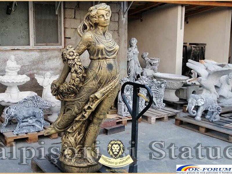 Statuetă domnița cu flori, auriu patinat, model S50. - 3