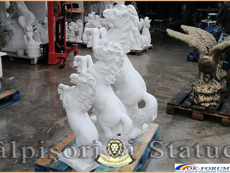Statuete cai, căluți, alb marmorat, diferite dimensiuni. - 3