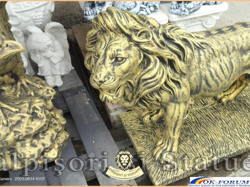 Statuetă leu mare în picioare, auriu antichizat, model S33. - 3