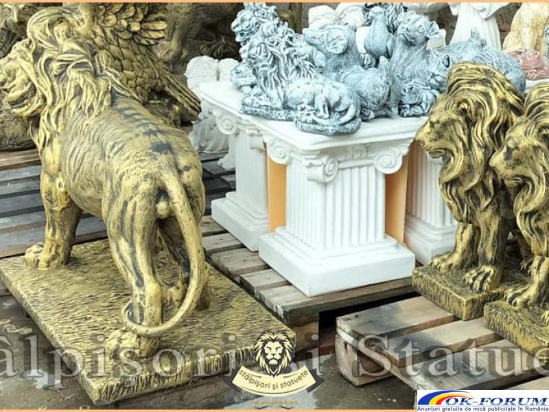 Statuetă leu mare în picioare, auriu antichizat, model S33. - 4