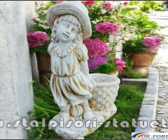 Statuetă fata cu coș, maro antichizat, model S3.