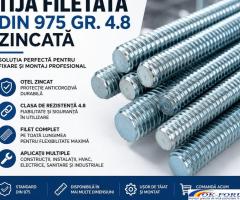 Tija Filetata DIN 975 Gr. 4.8 Zincata – Pentru Fixare si Montaj
